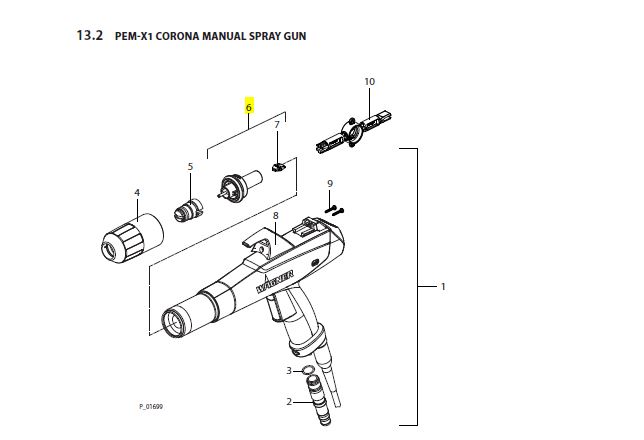 Wagner PEM-X1 Powder Gun Fan Electrode - Image 3