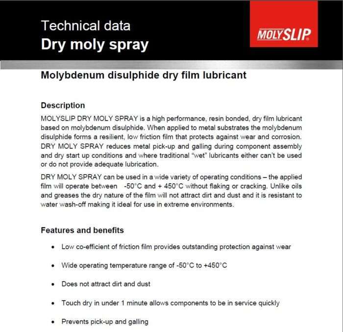 High Temperature Dry Moly Spray Aerosol – Powder FX