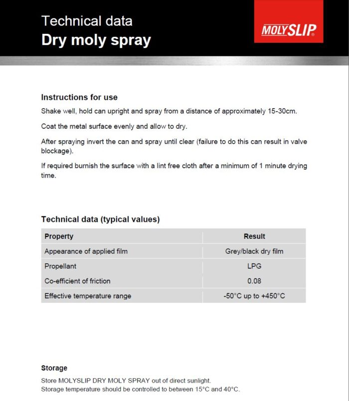 High Temperature Dry Moly Spray Aerosol - Image 2